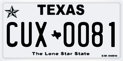 TX license plate CUX0081