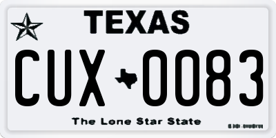 TX license plate CUX0083