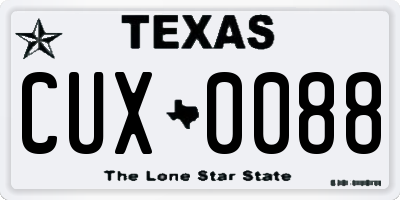 TX license plate CUX0088