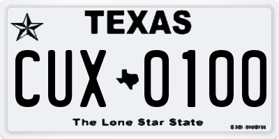 TX license plate CUX0100