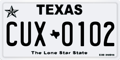 TX license plate CUX0102