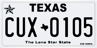 TX license plate CUX0105