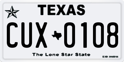 TX license plate CUX0108