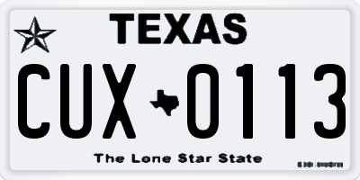 TX license plate CUX0113