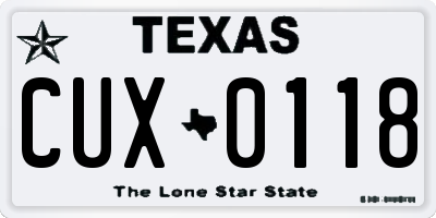 TX license plate CUX0118