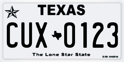 TX license plate CUX0123