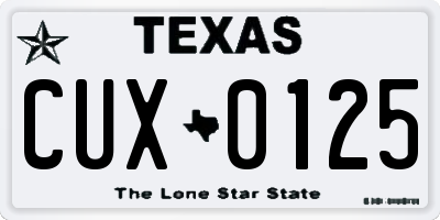 TX license plate CUX0125