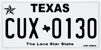 TX license plate CUX0130