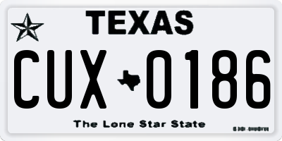 TX license plate CUX0186