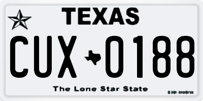 TX license plate CUX0188