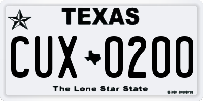 TX license plate CUX0200