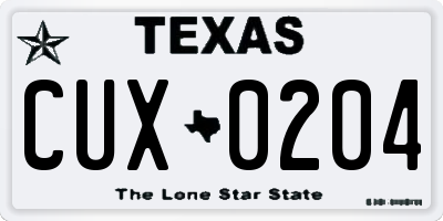 TX license plate CUX0204