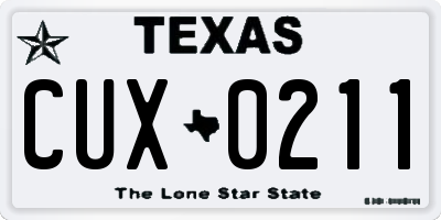 TX license plate CUX0211