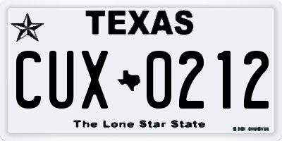 TX license plate CUX0212