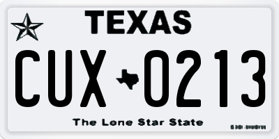 TX license plate CUX0213