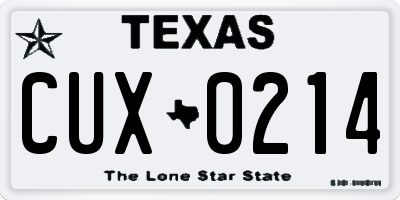 TX license plate CUX0214