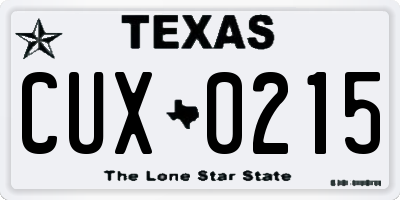 TX license plate CUX0215
