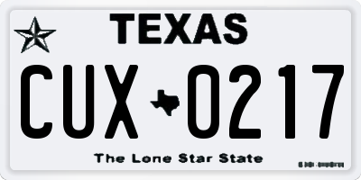 TX license plate CUX0217