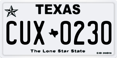 TX license plate CUX0230
