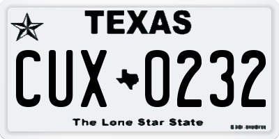 TX license plate CUX0232