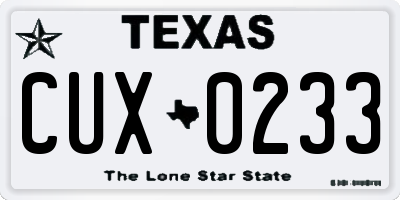 TX license plate CUX0233