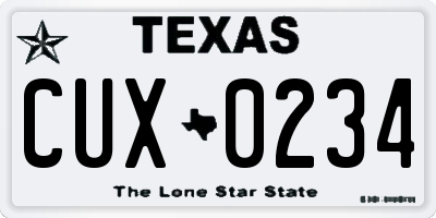 TX license plate CUX0234