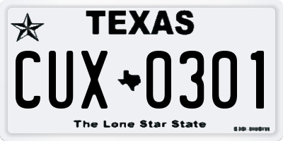 TX license plate CUX0301