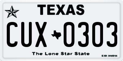 TX license plate CUX0303
