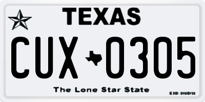 TX license plate CUX0305