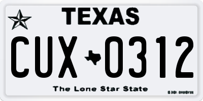 TX license plate CUX0312