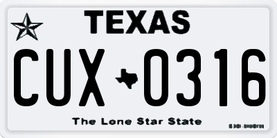 TX license plate CUX0316
