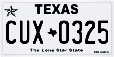 TX license plate CUX0325