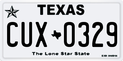 TX license plate CUX0329