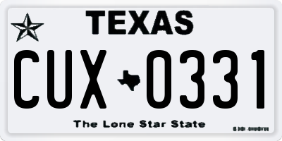 TX license plate CUX0331