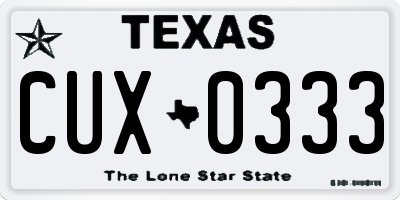TX license plate CUX0333