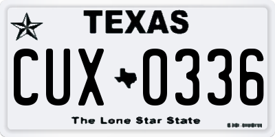 TX license plate CUX0336