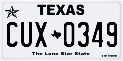 TX license plate CUX0349