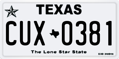 TX license plate CUX0381