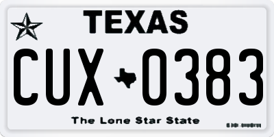 TX license plate CUX0383