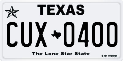 TX license plate CUX0400