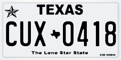 TX license plate CUX0418