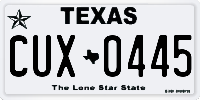 TX license plate CUX0445