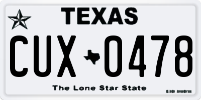 TX license plate CUX0478