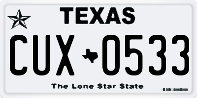 TX license plate CUX0533