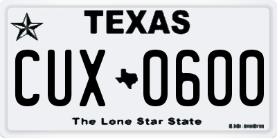 TX license plate CUX0600