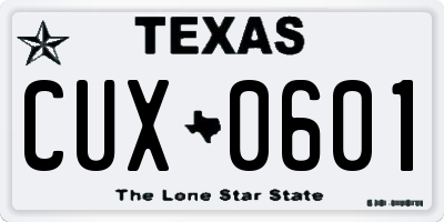 TX license plate CUX0601