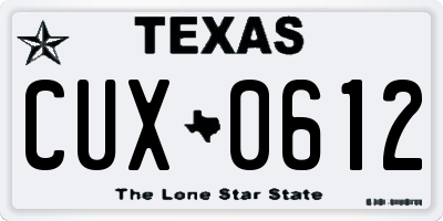 TX license plate CUX0612