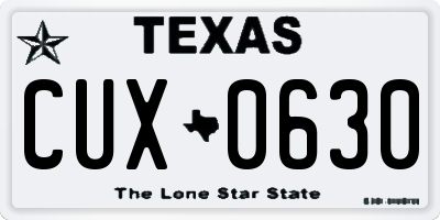 TX license plate CUX0630