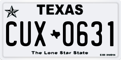 TX license plate CUX0631
