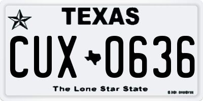 TX license plate CUX0636